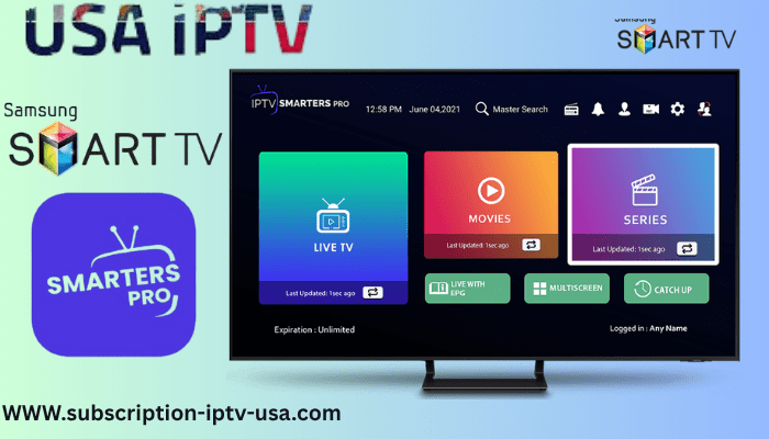 IPTV Smarters Pro running on  SAMSUNG smart tv