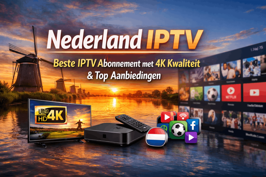 Nederland IPTV banner met 4K IPTV abonnement en top aanbiedingen